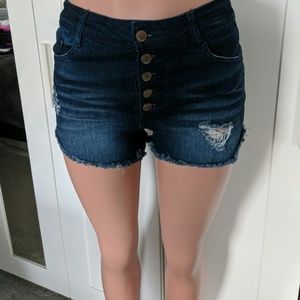 High waist stretch jean shorts